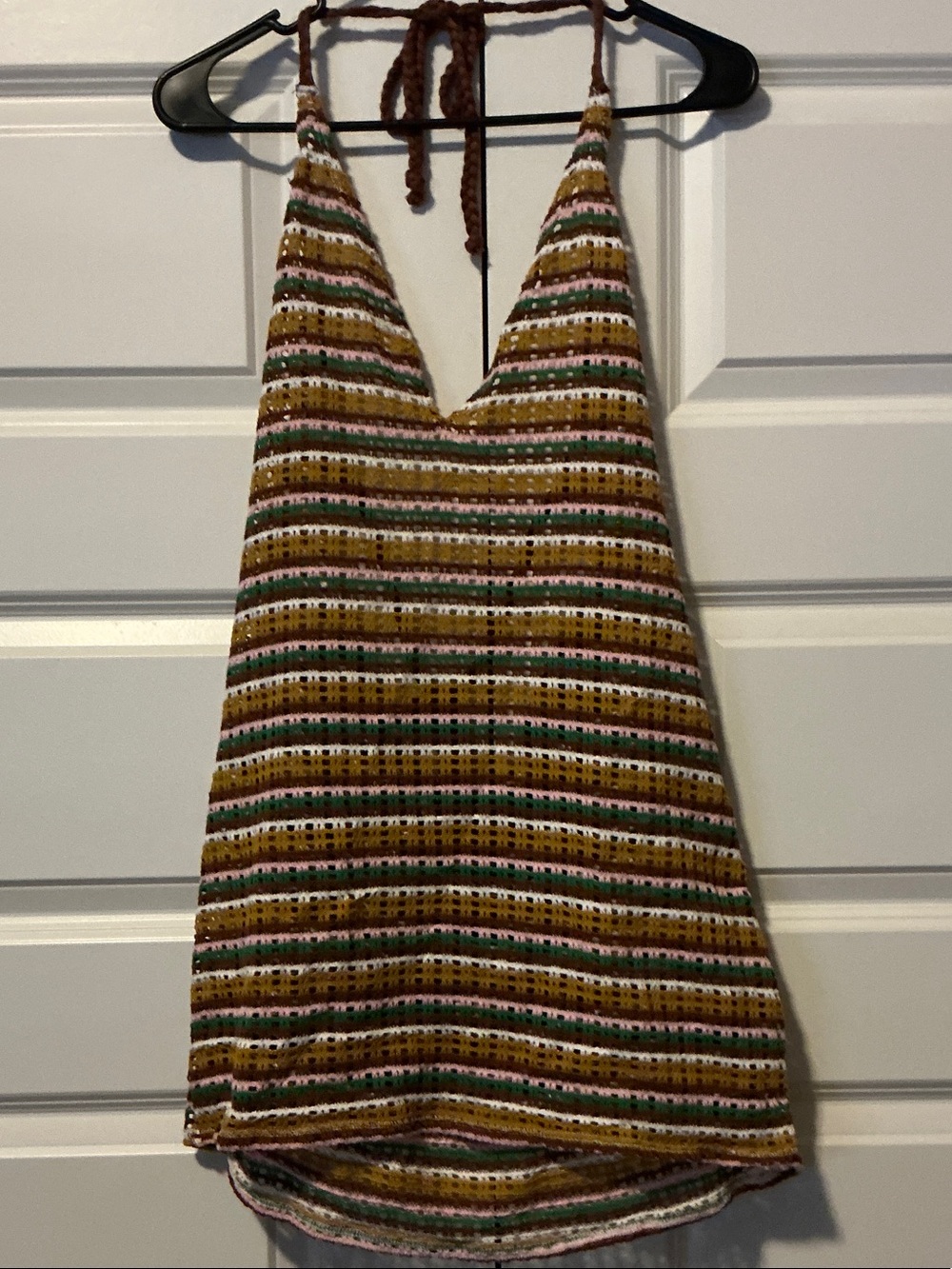 wild fable Striped Halter Backless Dress in Brown, Green, Pink